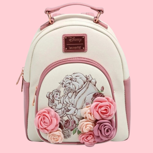 Loungefly Disney Beauty and the Beast Floral Rose Mini Backpack