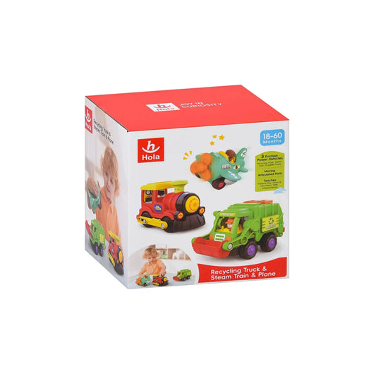 Hola HA7871 Recycling Truck & Steam Train & Plane For 18M+ Ages