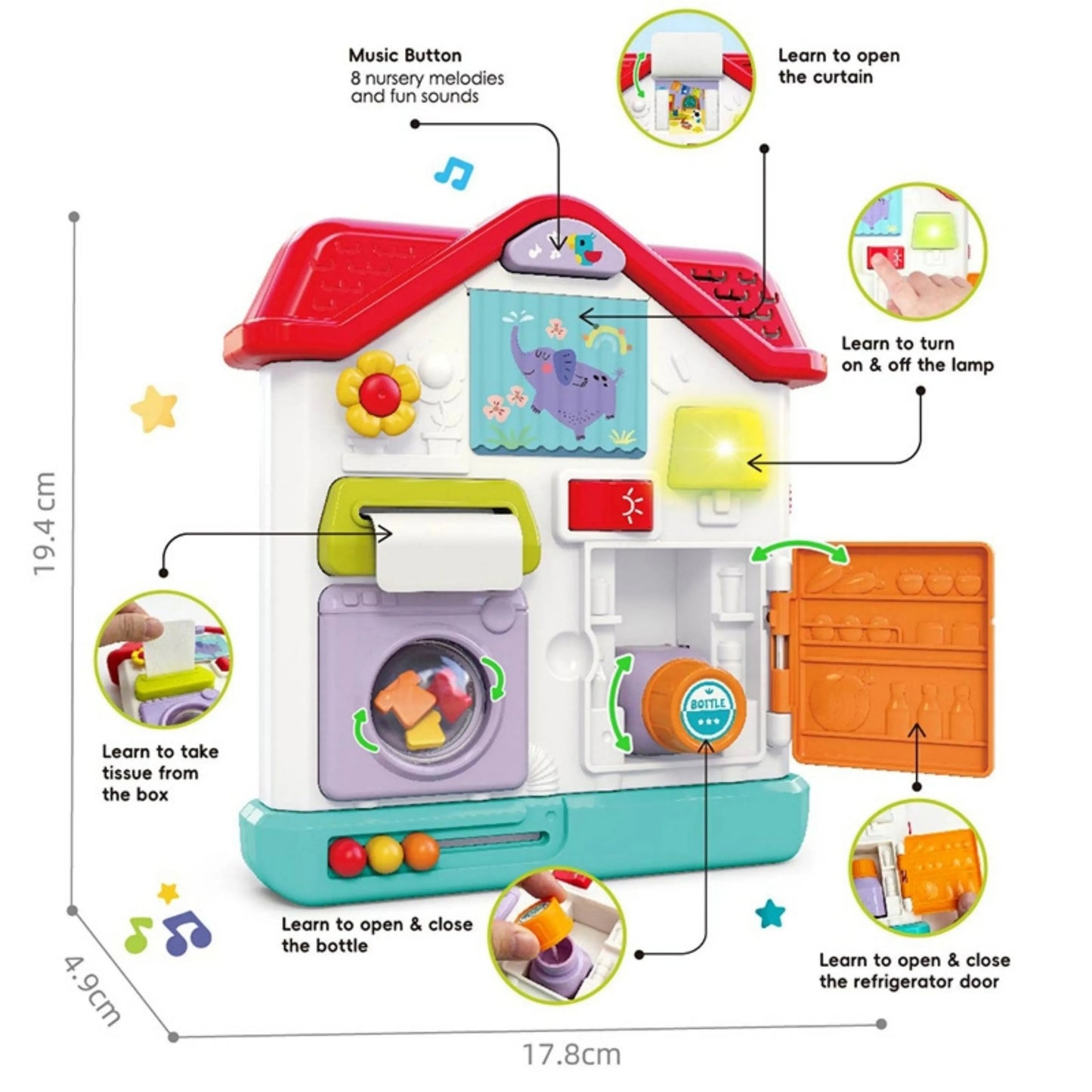 Hola HE898600 Montessori Activity Toy House For 10M+ Ages