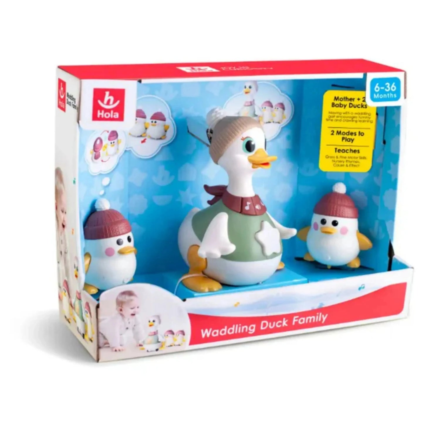 Hola HE9987 Waddling Duck Family With 2 Baby Duck For 6M+ Ages