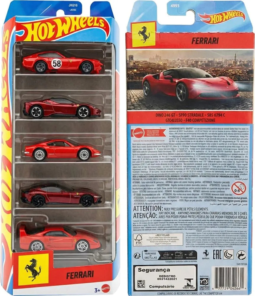 Hot Wheels Ferrari 5-Pack 1:64 Scale Die-Cast Car Set