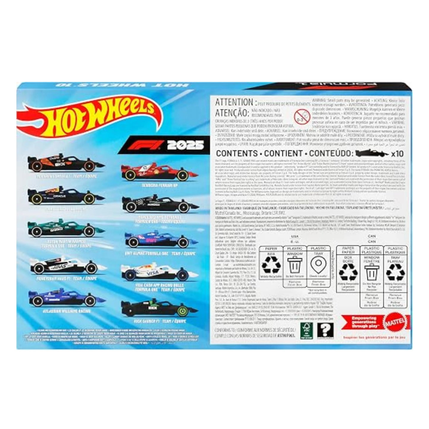 Hot Wheels F1 2025 Formula 1 10-Car Collector Set