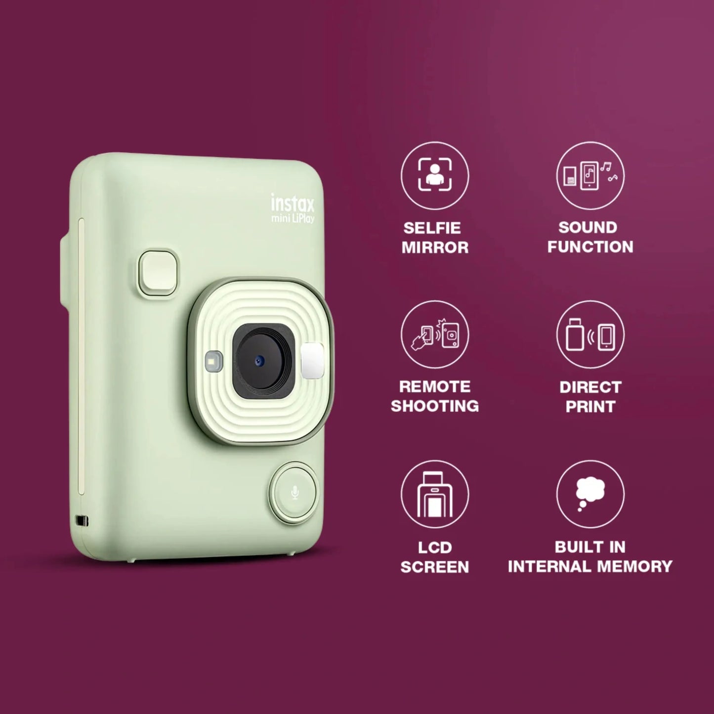 Fujifilm Instax Mini LiPlay Hybrid Instant Camera – Matcha Green