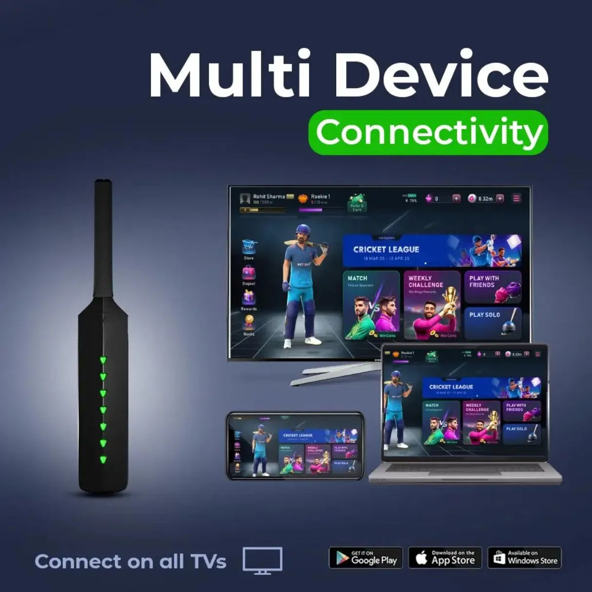 MetaShot Smart Cricket Bat – Real-Time Motion Sensing Gaming