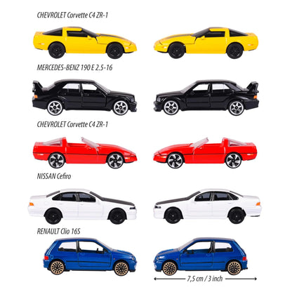 Majorette 5-Pack Diecast Cars: 90s Youngster Gift Pack
