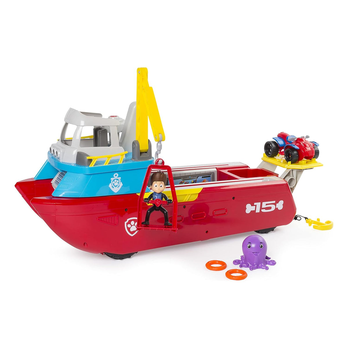 PAW Patrol Sea Patroller Transforming Rescue Boat Vehicle with Lights, Sounds & Ryder Figure