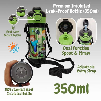 Premium Insulated Leak-Proof Kids Water Bottle (350ml)