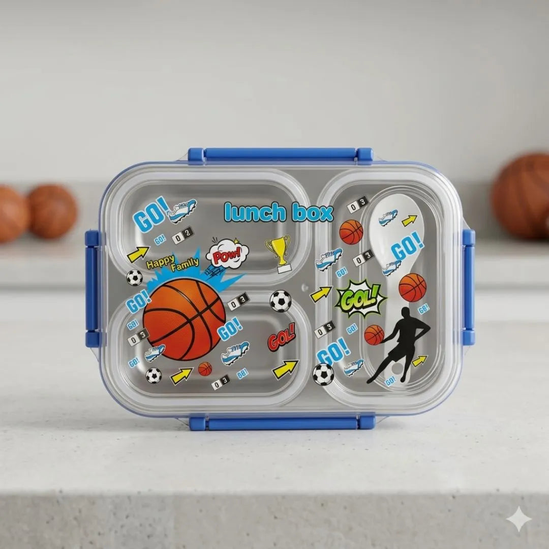 Kids 3-Compartment Stainless Steel Leak-Proof Bento Box