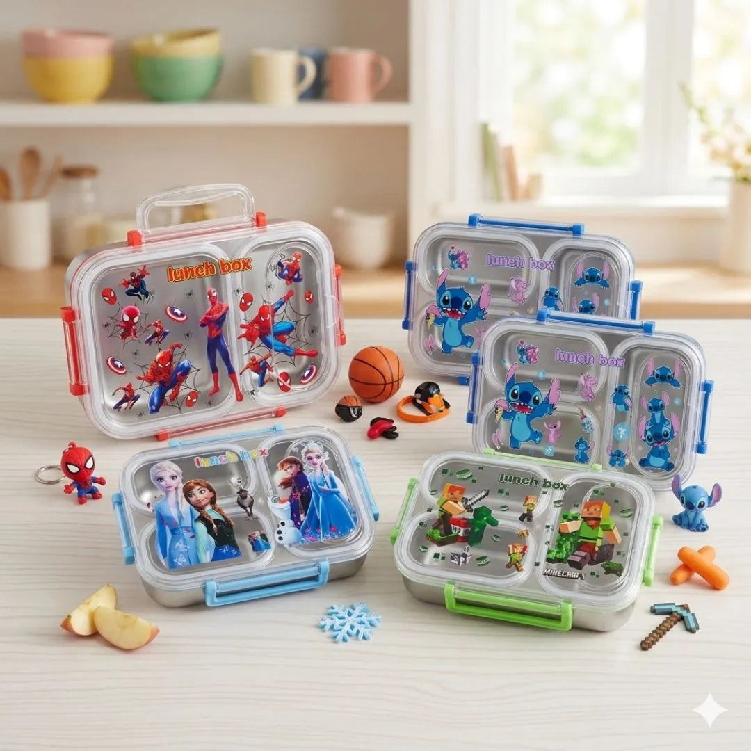 Kids 3-Compartment Stainless Steel Leak-Proof Bento Box