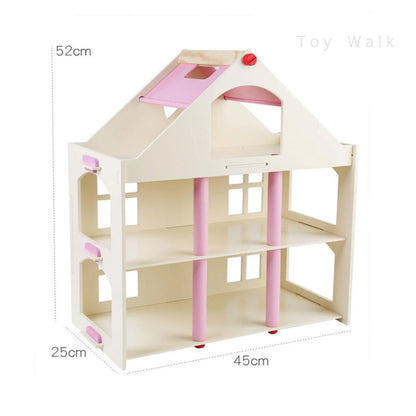 Wooden Doll House with Furniture – 3-Story Playhouse for Kids