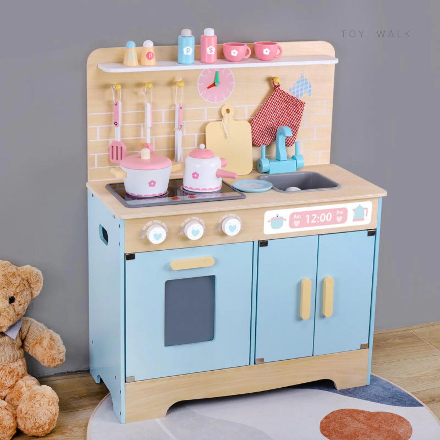 Pastel Chef Wooden Kitchen Play Set – Complete Cooking Station with Accessories