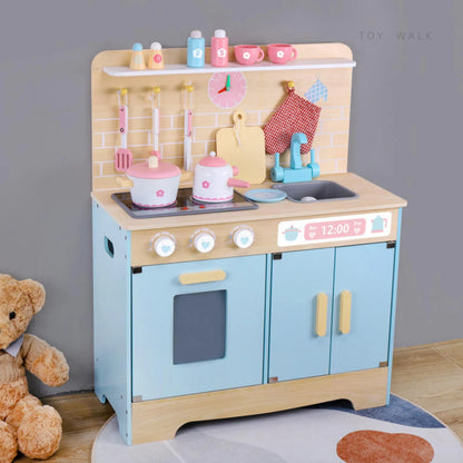 Pastel Chef Wooden Kitchen Play Set – Complete Cooking Station with Accessories
