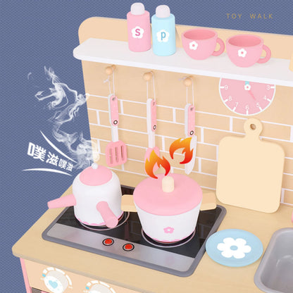 Pastel Chef Wooden Kitchen Play Set – Complete Cooking Station with Accessories