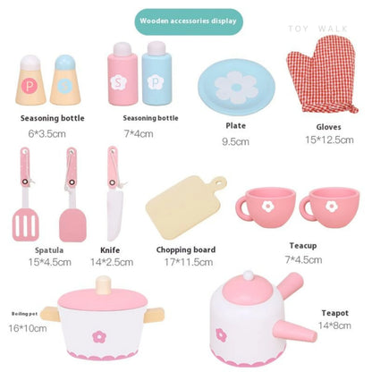 Pastel Chef Wooden Kitchen Play Set – Complete Cooking Station with Accessories