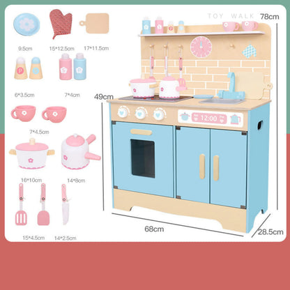 Pastel Chef Wooden Kitchen Play Set – Complete Cooking Station with Accessories