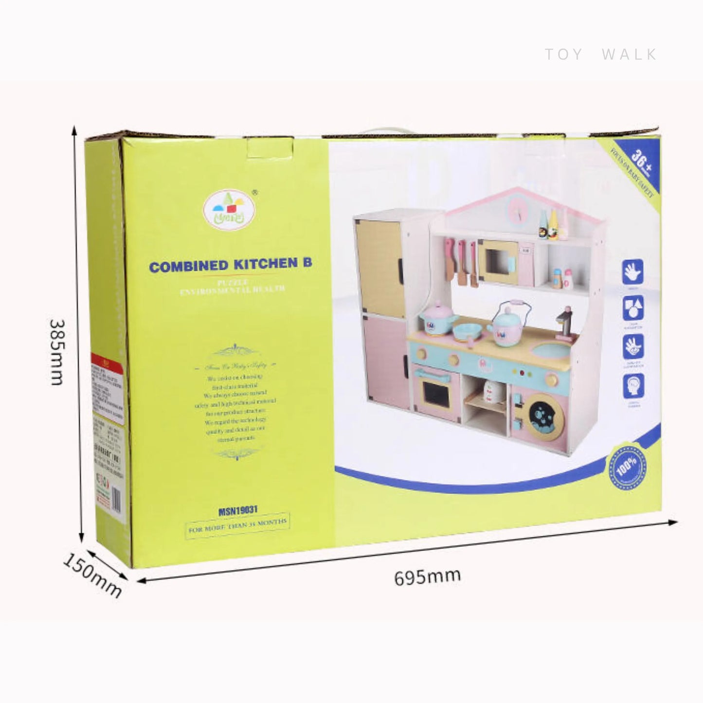 Deluxe Pastel Wooden Kitchen Set – Combo Cooking, Baking & Laundry Station
