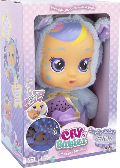 Cry Babies Goodnight Starry Sky Jenna | Soft Doll Sleep Remover, Crying LED Tears and Projects Stars with Relaxing Music - Gift for Girls