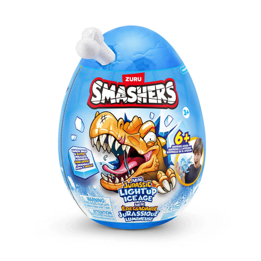 ZURU Smashers Mini Jurassic Light Up Ice Age Dino Mystery Egg with Slime & Compound