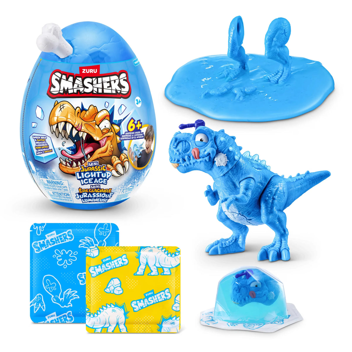 ZURU Smashers Mini Jurassic Light Up Ice Age Dino Mystery Egg with Slime & Compound