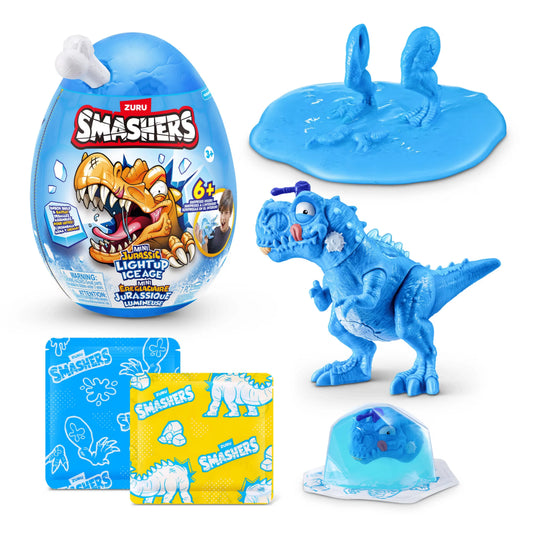 ZURU Smashers Mini Jurassic Light Up Ice Age Dino Mystery Egg with Slime & Compound