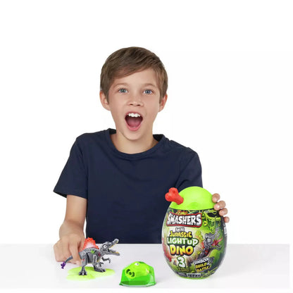ZURU Smashers Mini Jurassic Light Up Dino Mystery Egg with Slime & Light-Up Action Figure
