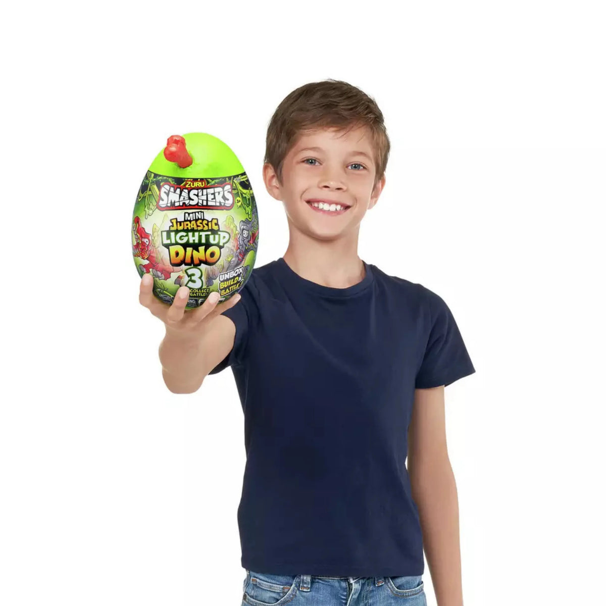 ZURU Smashers Mini Jurassic Light Up Dino Mystery Egg with Slime & Light-Up Action Figure