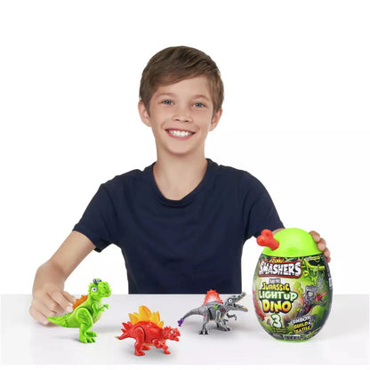 ZURU Smashers Mini Jurassic Light Up Dino Mystery Egg with Slime & Light-Up Action Figure
