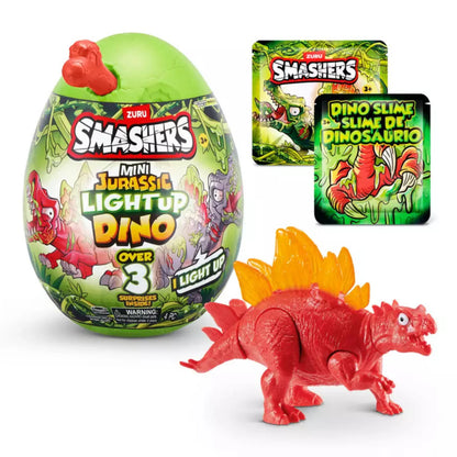 ZURU Smashers Mini Jurassic Light Up Dino Mystery Egg with Slime & Light-Up Action Figure