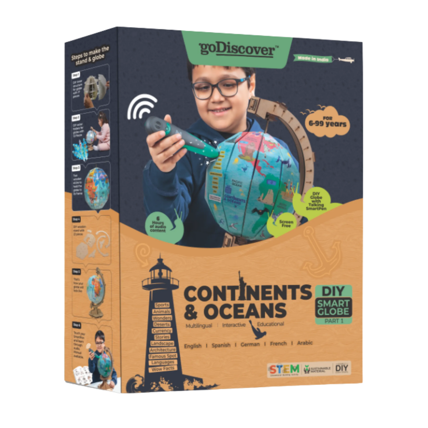 GoDiscover Smart DIY Glode Continents & Oceans