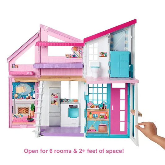 Barbie Malibu House, Fold & Store Barbie Playset, Imaginative Pretend Play Toy for Kids, 3Y+, Multicolour