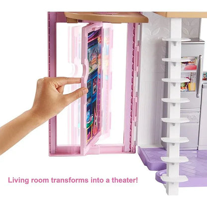 Barbie Malibu House, Fold & Store Barbie Playset, Imaginative Pretend Play Toy for Kids, 3Y+, Multicolour
