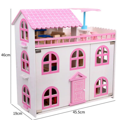 Three Story Villa Doll House For 3Y+ Ages