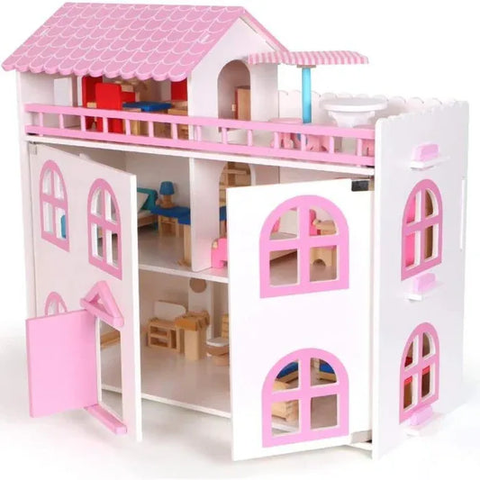 Three Story Villa Doll House For 3Y+ Ages