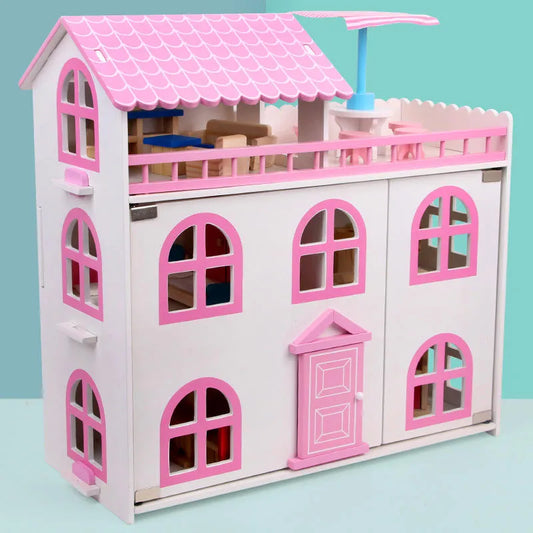 Three Story Villa Doll House For 3Y+ Ages