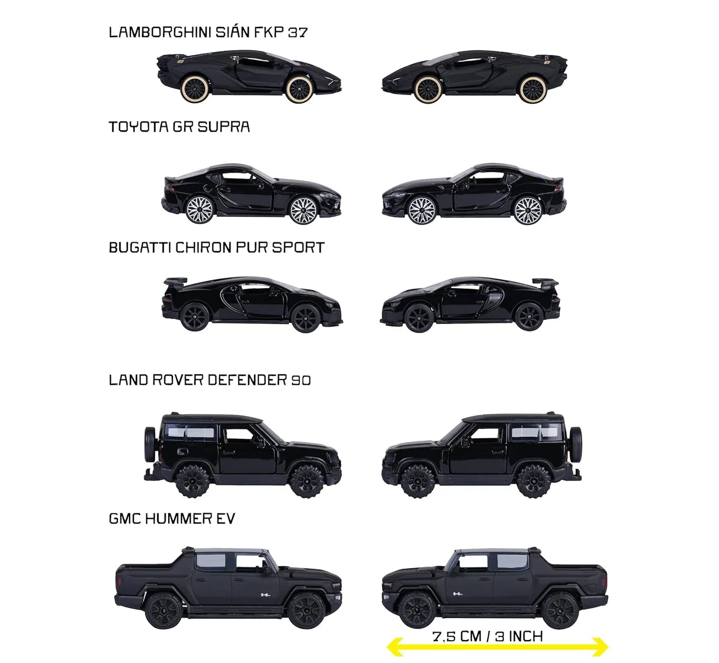 Majorette 5-Pack Diecast Cars: Black Edition Gift Pack