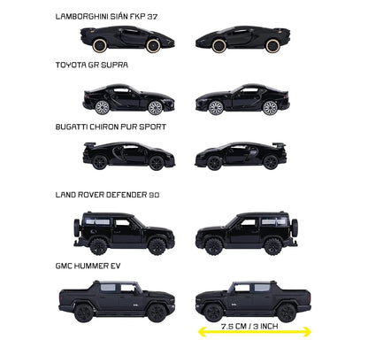 Majorette 5-Pack Diecast Cars: Black Edition Gift Pack