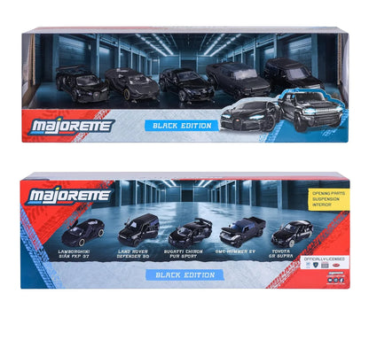 Majorette 5-Pack Diecast Cars: Black Edition Gift Pack