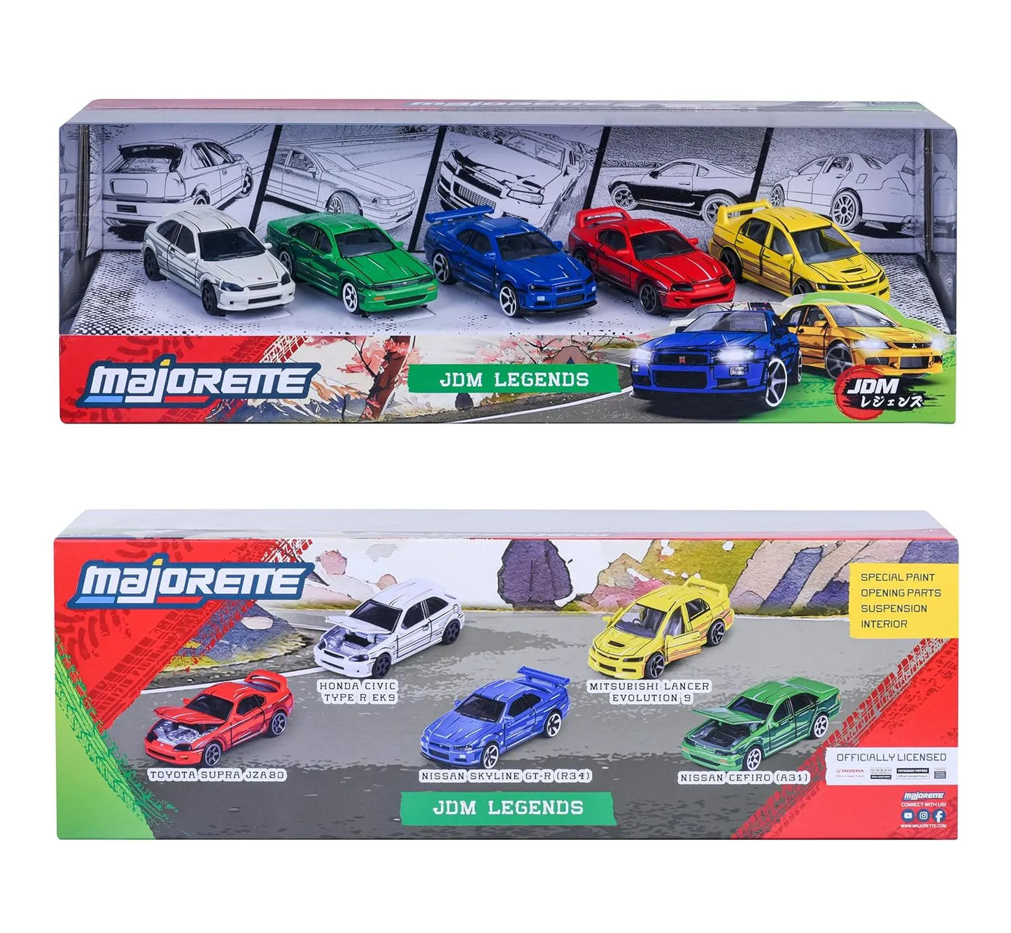 Majorette 5-Pack Diecast Cars: JDM Legends Gift Pack
