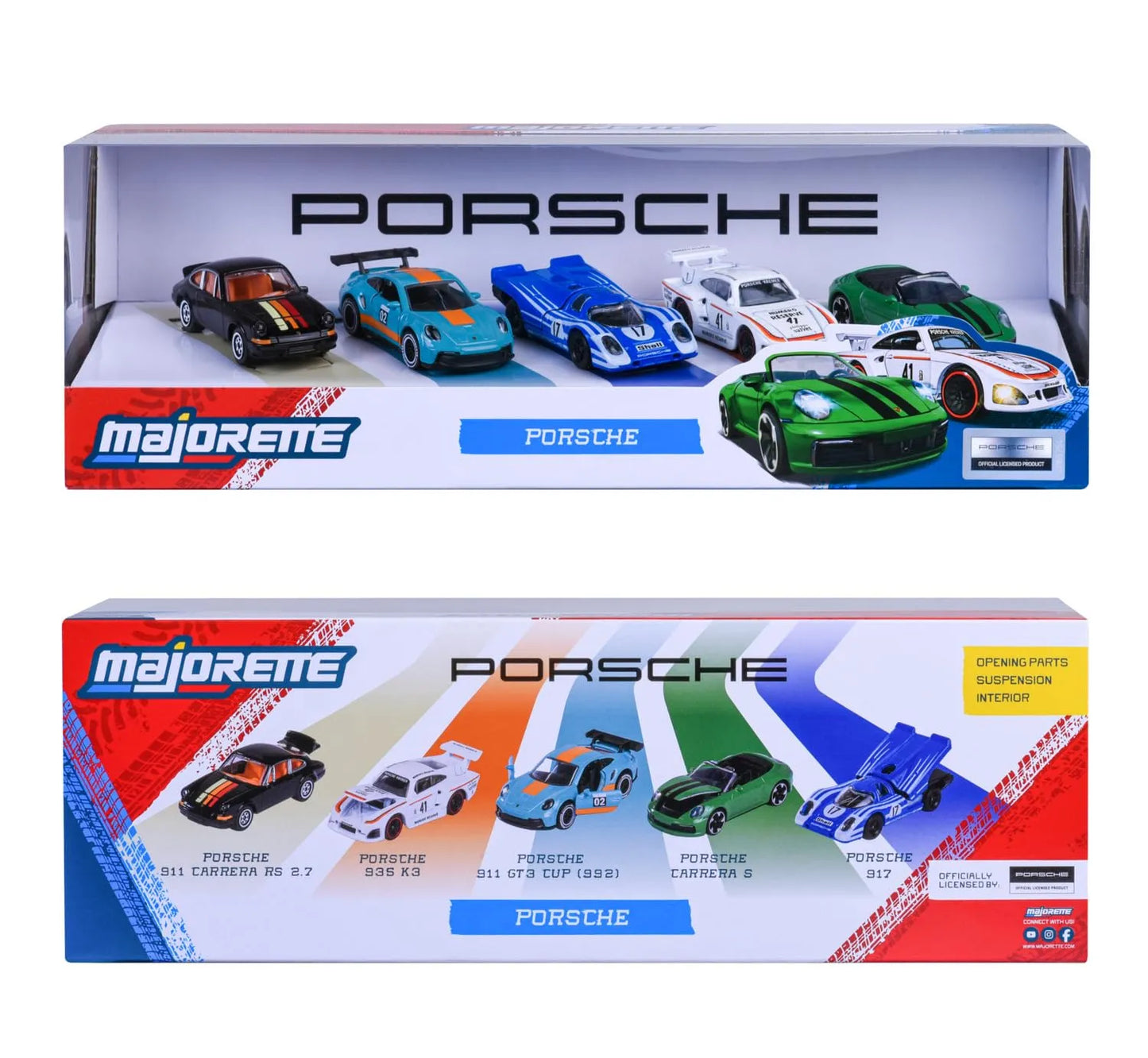 Majorette 5-Pack Diecast Cars: Porsche Legends Gift Pack