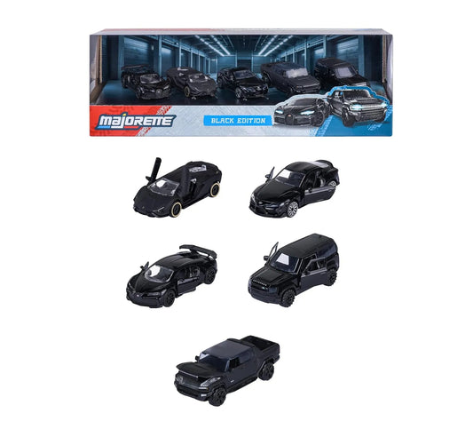Majorette 5-Pack Diecast Cars: Black Edition Gift Pack