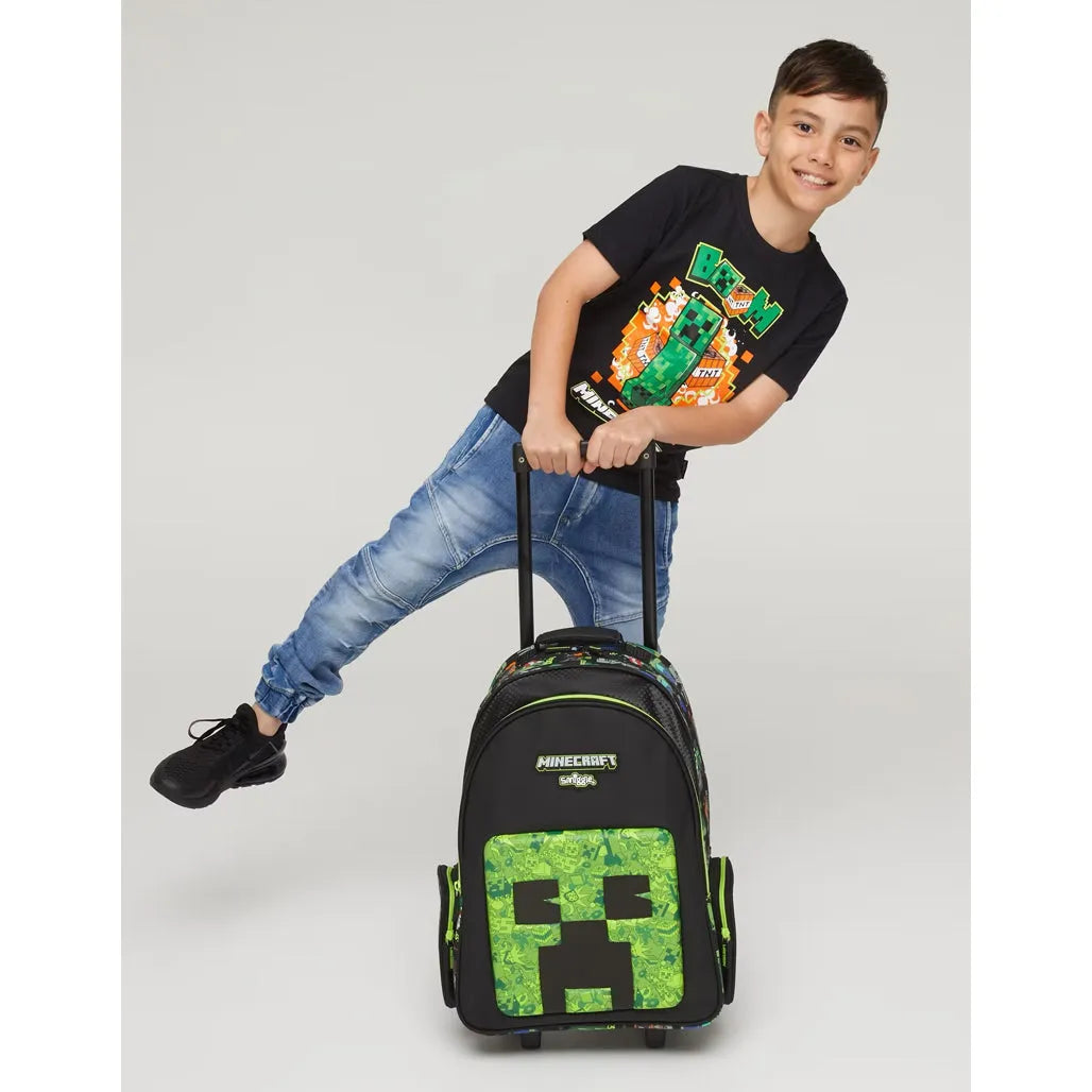 Smiggle Kids 2-in-1 Rolling Trolley Bag & School Backpack
