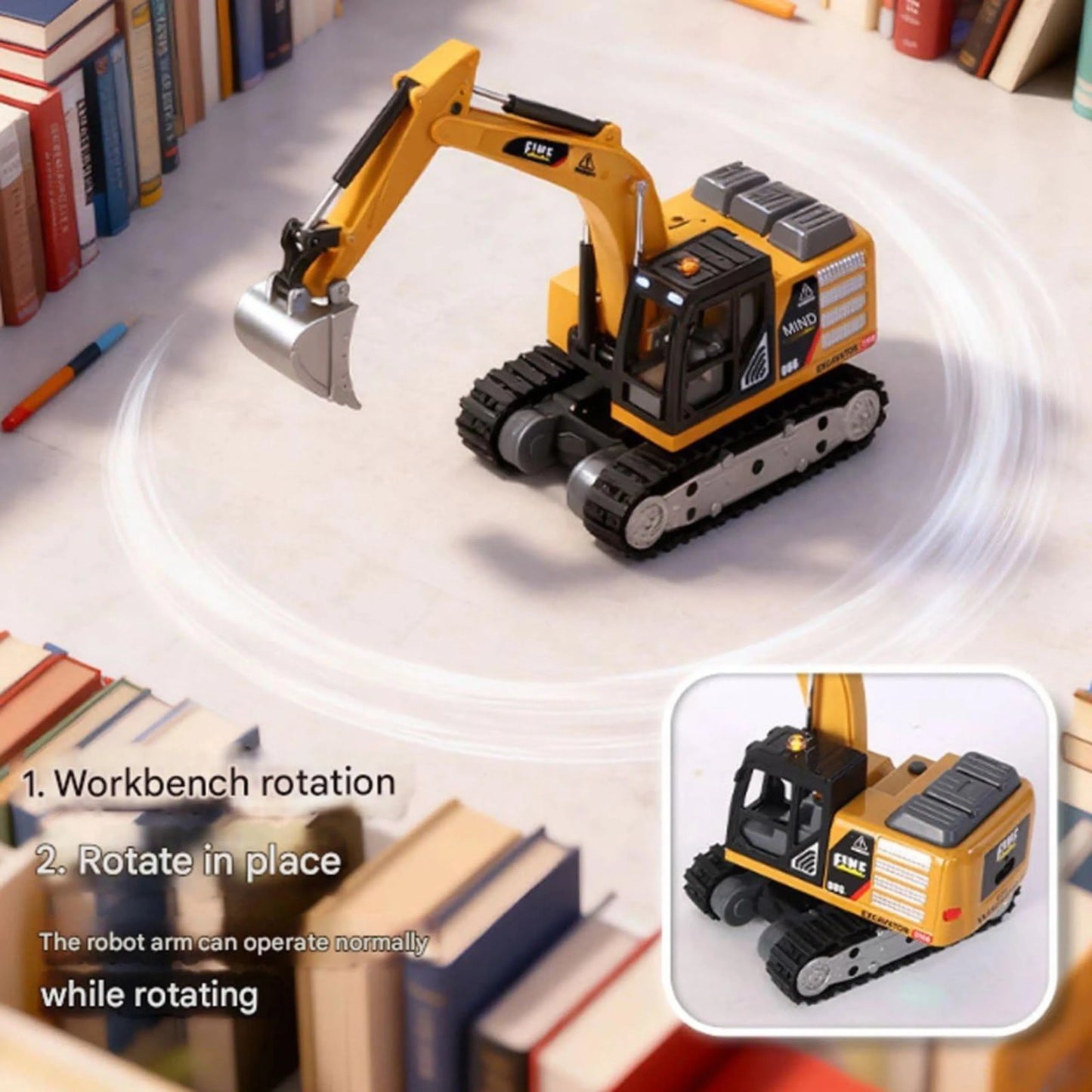 Mini RC Construction Excavotor 1/64 Scale | USB-C Rechargable