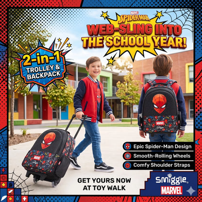 Smiggle Kids 2-in-1 Rolling Trolley Bag & School Backpack