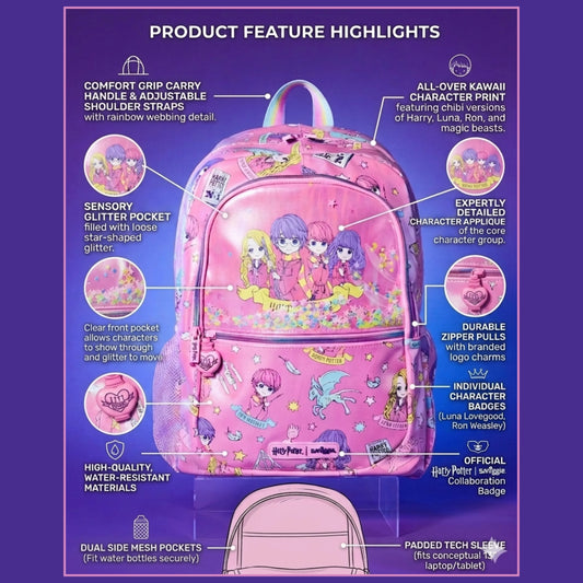 Harry Potter x Smiggle Iridescent Shimmer Backpack - 16.5-Inch