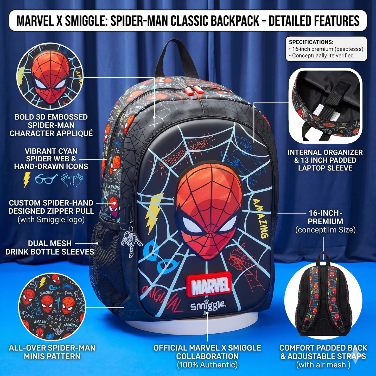 Marvel x Smiggle Spider-Man Classic Backpack - 16-Inch